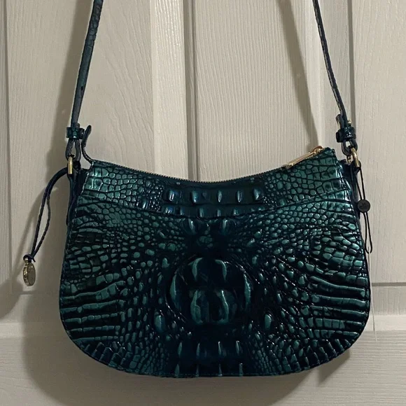BRAHMIN… NWT SHAYNA CROSSBODY HANDBAG IRIDESCENT TEAL - Picture 10 of 16